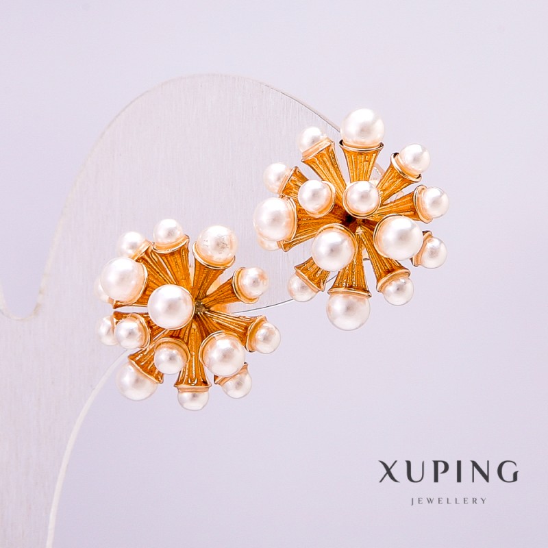Xuping Earrings 18K Gold Plated with Pearls 19x20mm +