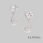 Xuping Cuff Earrings Rhodium Plated with White Rhinestones, Length 24mm +