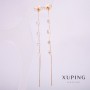 Xuping Earrings 18K Gold Plated with White Stones, Diameter 5mm, Length 109mm +
