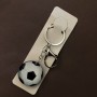 Keyring Sport Football Ball 3D White, Silver Metal, length 10cm