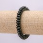 Bracelet Agate Black natural stone smooth rondelle, diameter 10x4.5mm, length 18cm+- (stretch)