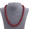 Red Jasper Natural Stone Necklace, Smooth Round Beads, 8mm Diameter, 49cm Length +
