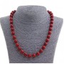 Red Jasper Natural Stone Necklace, Smooth Round Beads, 8mm Diameter, 49cm Length +