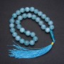 Natural Aquamarine Prayer Beads, 33 Beads, Smooth Ball, Diameter 12mm+- Aquamarine Insert