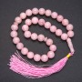 Rose Quartz Natural Stone Prayer Beads, 33 Beads, Smooth Round Bead, 12mm+- Diameter, Rose Quartz Insert