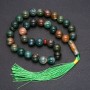 Natural Green Jasper Prayer Beads, 33 Beads, Smooth Round Bead, 12mm+/- Diameter, Green Jasper Inlay