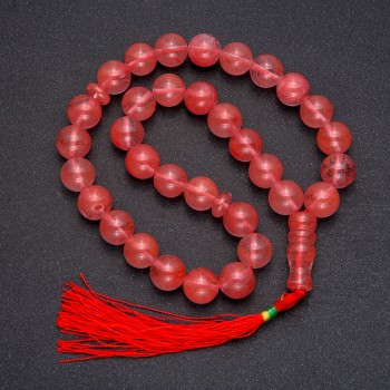 Chalcedony Natural Stone Prayer Beads, 33 Beads, Smooth Round, 12mm+/- Diameter, Chalcedony Accent