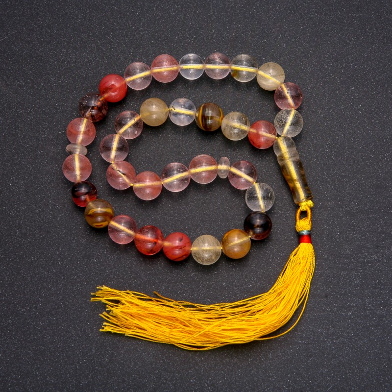 Chalcedony Natural Stone Prayer Beads, 33 Beads, Smooth Round, 10mm+/- Diameter, Chalcedony Accent