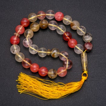 Chalcedony Natural Stone Prayer Beads, 33 Beads, Smooth Round, 12mm+/- Diameter, Chalcedony Accent