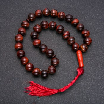Bull's Eye Natural Stone Prayer Beads, 33 Beads, Smooth Round, 12mm+ Diameter
