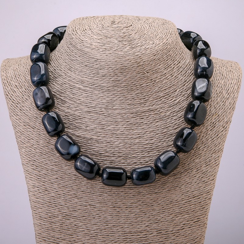 Eye Agate Bar Bead Necklace, 20x15mm, 45cm Length +