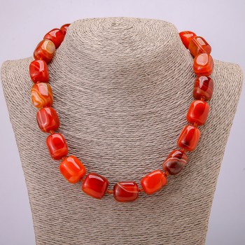 Carnelian Beads Necklace - Carnelian Bar 19×15mm, length 45cm +