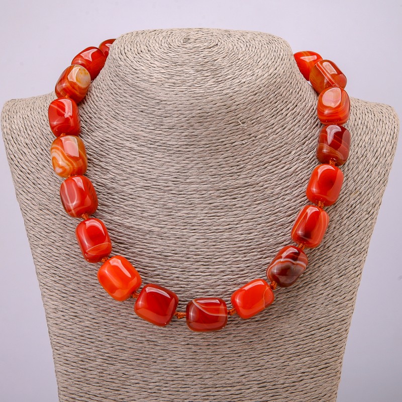 Natural Carnelian Bead Necklace, Bar 19x15mm, Length 45cm +
