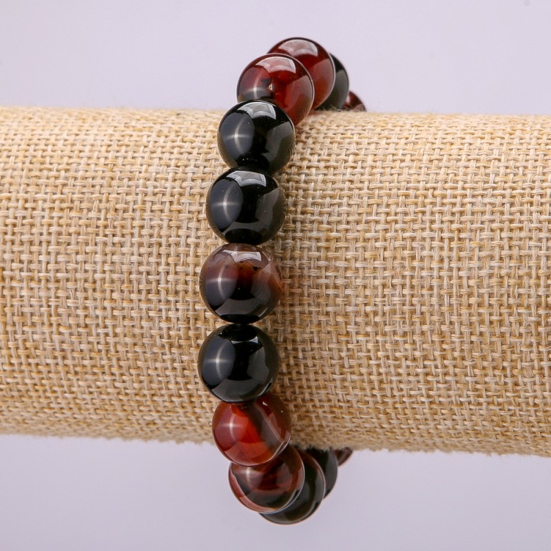 Carnelian Natural Stone Bracelet on Elastic, smooth round bead, diameter 12mm, circumference 18cm+