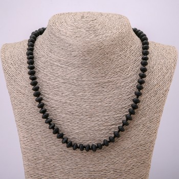 Necklace, Shungite (Synthetic), Smooth Rondelle, 8x5mm+- Diameter, 45mm Length +