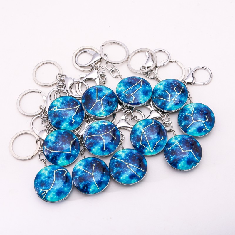 Zodiac Glow-in-the-Dark Keyrings, Set of 12 pcs, Price per Pack, Length 10cm