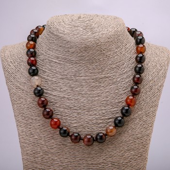Carnelian Natural Stone Necklace, Smooth Round, 12mm Diameter, 45cm+ Length