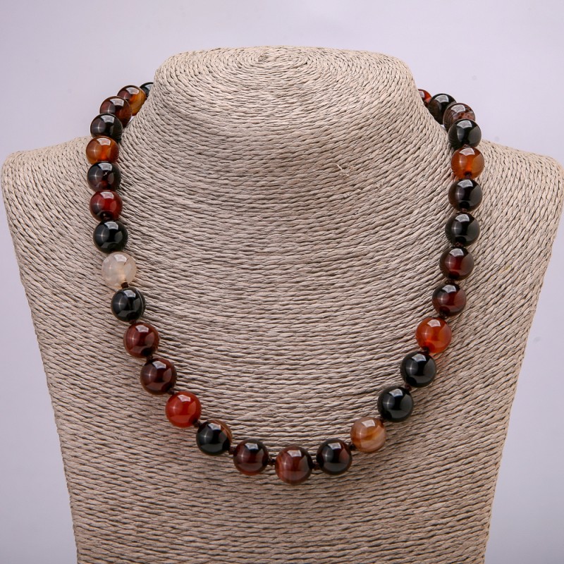 Carnelian Natural Stone Necklace, Smooth Round, 12mm Diameter, 45cm+ Length