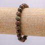 Picasso Jasper Natural Stone Elastic Bracelet, 18cm Circumference, Smooth Round, 8mm+ Diameter