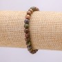 Bracelet on Elastic Band with Natural Picasso Jasper Stone, 18cm Circumference, Smooth Bead, 6mm Diameter +