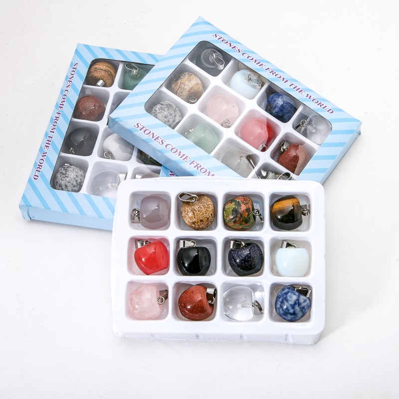 Set of "Rejuvenating Apples" Pendants, 12 pcs. Natural Stone Assorted 1, 7x2cm