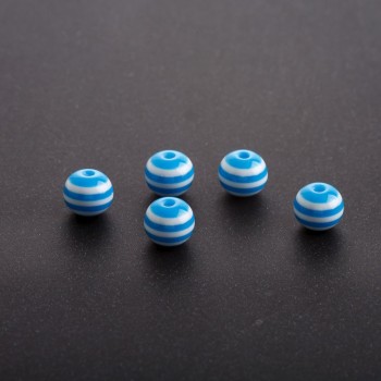 Bead Light Blue with White Stripe, 8mm Diameter, Pack of 70