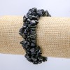 Wide Aventurine Stone Bracelet "Cairo Night" Blue Sand, 7mm+- Chips, 18cm Circumference, 2cm+ Width