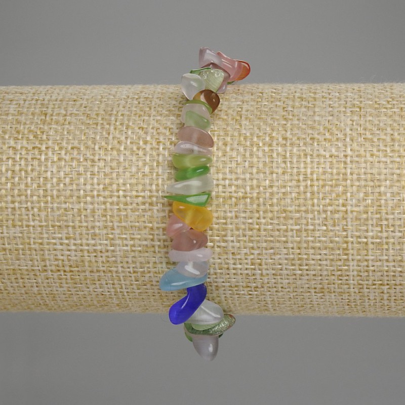 Elastic Natural Stone Assorted Bracelet, Chips 7mm+/-, Circumference 18cm