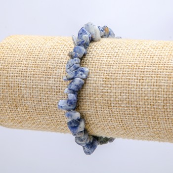 Elastic Natural Stone Bracelet, Sodalite, Chips 8mm+/-, Circumference 18cm