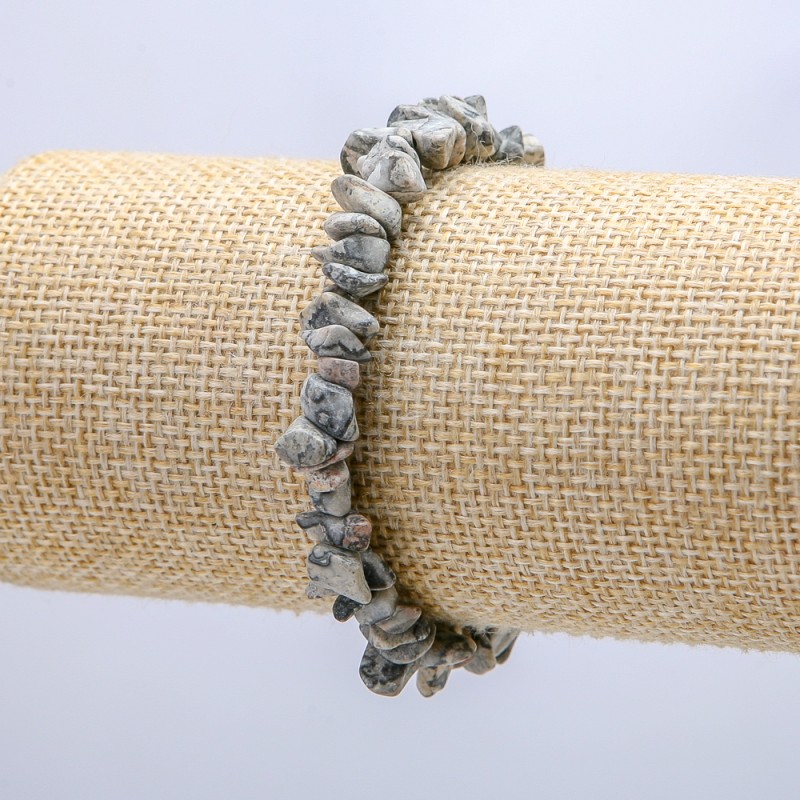 Elastic Natural Stone Bracelet, Jasper, Chips 8mm+