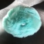 Natural Fur Pom-Pom Keyring on Elastic, Turquoise