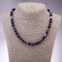 Purple Agate Necklace, Smooth Round Beads 8mm, Length 45cm+