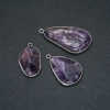 Natural Amethyst Stone Pendant in Silver-Tone Setting, 42x20mm+