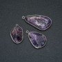 Natural Amethyst Stone Pendant in Silver-Tone Setting, 42x20mm+