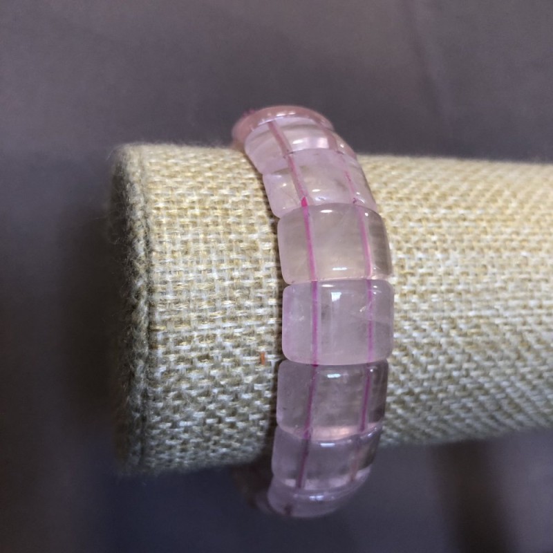 Elasticated Bracelet, Natural Rose Quartz Stone, 15x11mm Link+