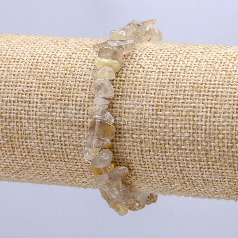 Natural Stone Bracelet Rutilated Quartz Chips 7mm+