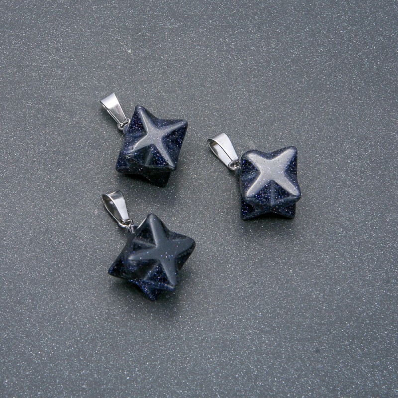 Merkaba Blue Sand Aventurine Pendant 10x10mm