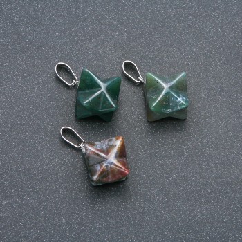 Merkaba Moss Agate Pendant 10x10mm