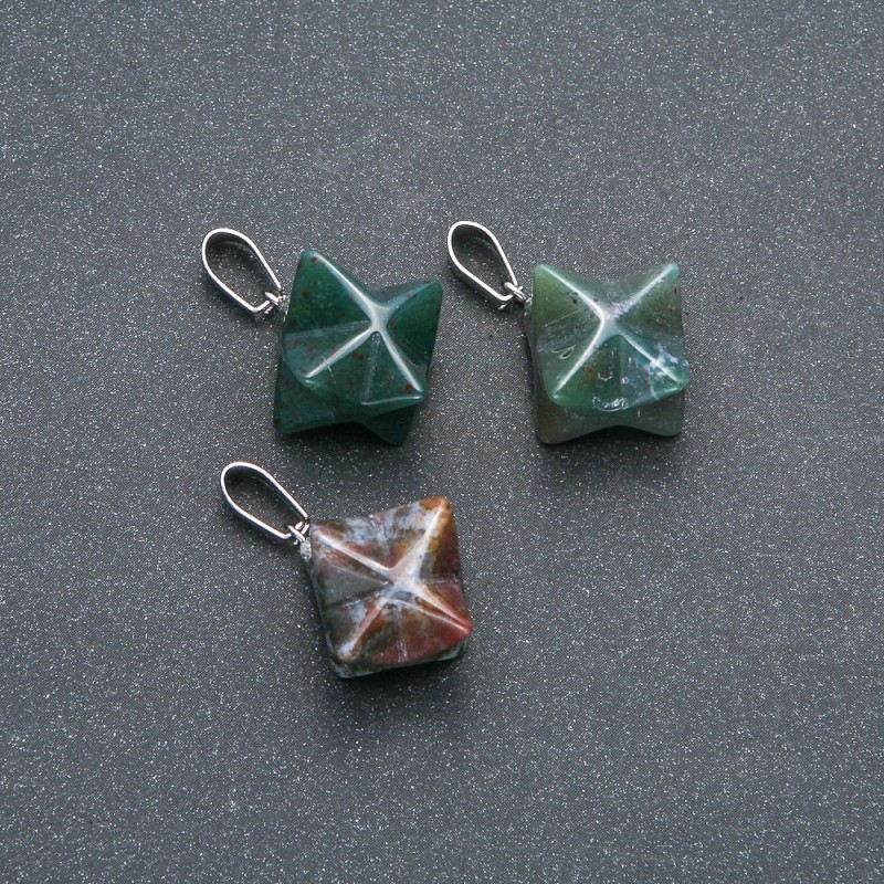 Merkaba Moss Agate Pendant 10x10mm