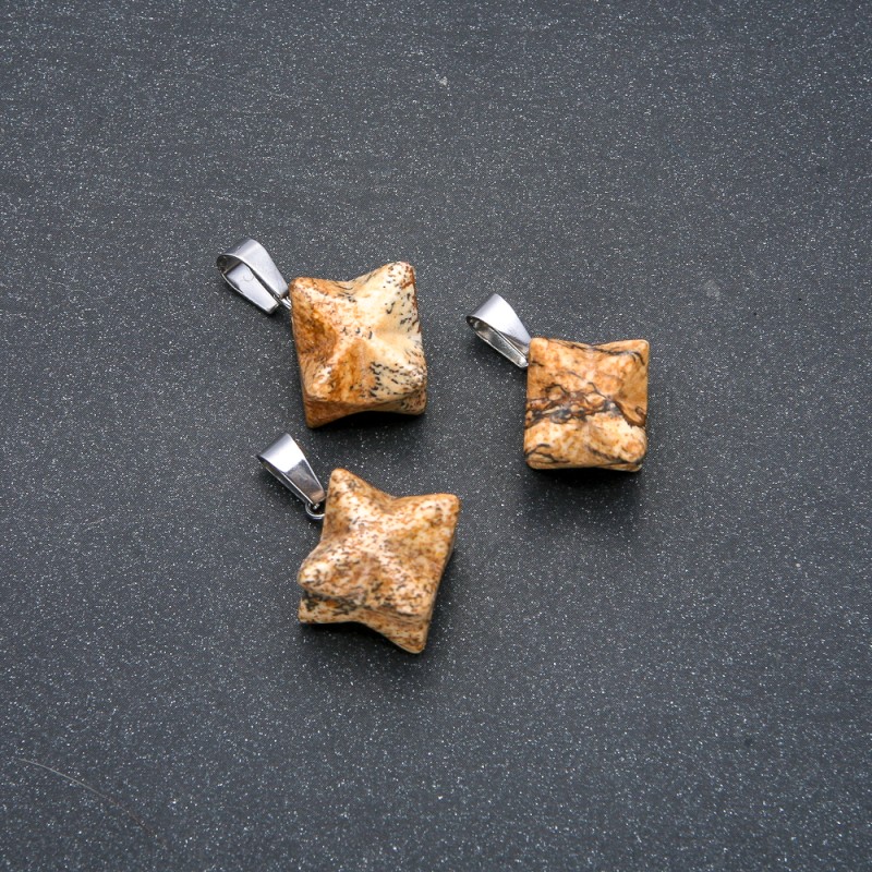 Merkaba Picture Jasper Pendant 10x10mm