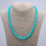 Aquamarine Necklace, Smooth Round Beads, Diameter 8(+/-)mm, Length 45cm