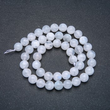 Beads on a Strand Natural Stone Adularia Smooth Round, Diameter 8mm +/-, Length 39cm