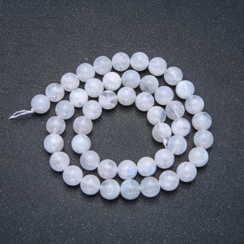 Beads on a Strand Natural Stone Adularia Smooth Round, Diameter 8mm +/-, Length 39cm
