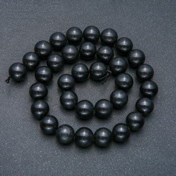 Beads on String, Natural Stone Shungite, Smooth Round, Diameter 12mm +/-, Length 39cm+