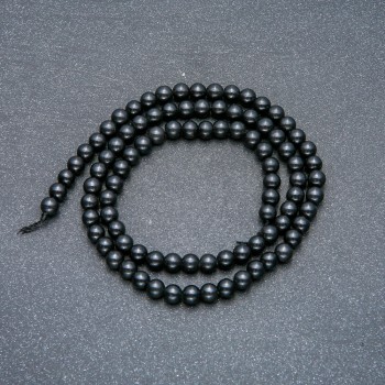Beads on String, Natural Stone Shungite, Smooth Round, Diameter 4.5mm +/-, Length 39cm+