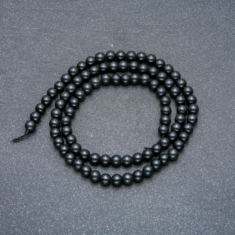 Beads on String, Natural Stone Shungite, Smooth Round, Diameter 4.5mm +/-, Length 39cm+