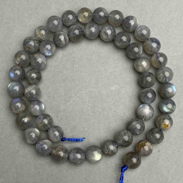 Beads on String, Natural Stone Labradorite, Smooth Round, Diameter 8.5mm +/-, Length 39cm+
