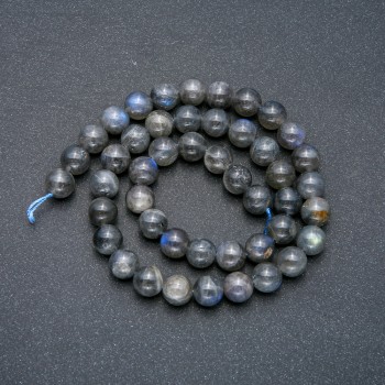 Beads on String, Natural Stone Labradorite, Smooth Round, Diameter 8.5mm +/-, Length 39cm+