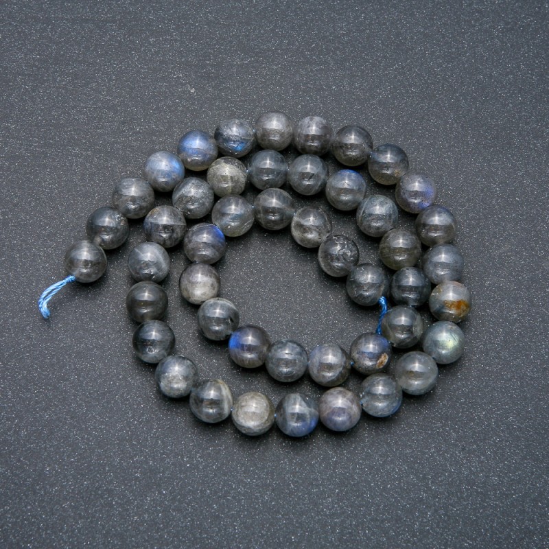 Beads on String, Natural Stone Labradorite, Smooth Round, Diameter 8.5mm +/-, Length 39cm+