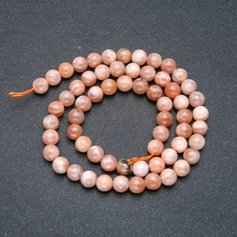 Beads on a String Natural Stone Selenite Smooth Round, Diameter 6mm +/-, Length 39cm